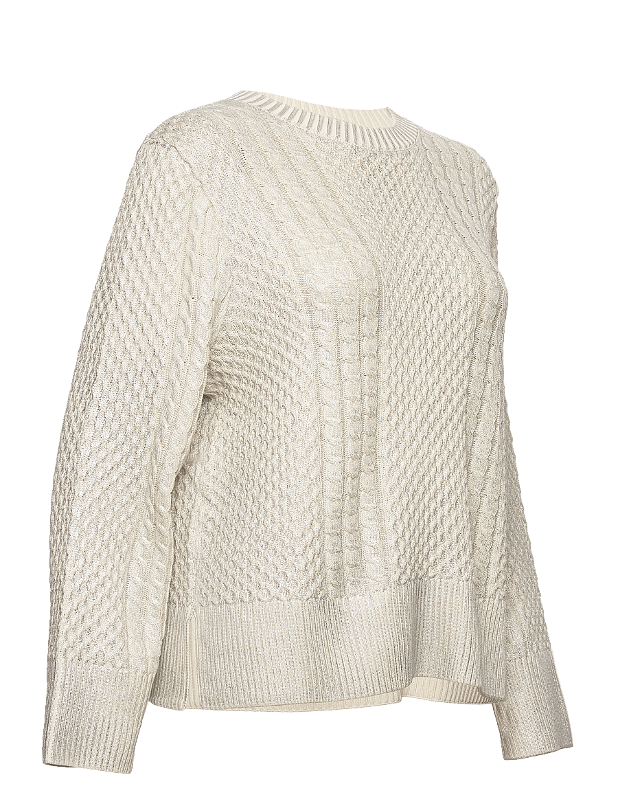 Malina - Lune Cable Knitted Meatallic Sweater - pullover - silver - 3