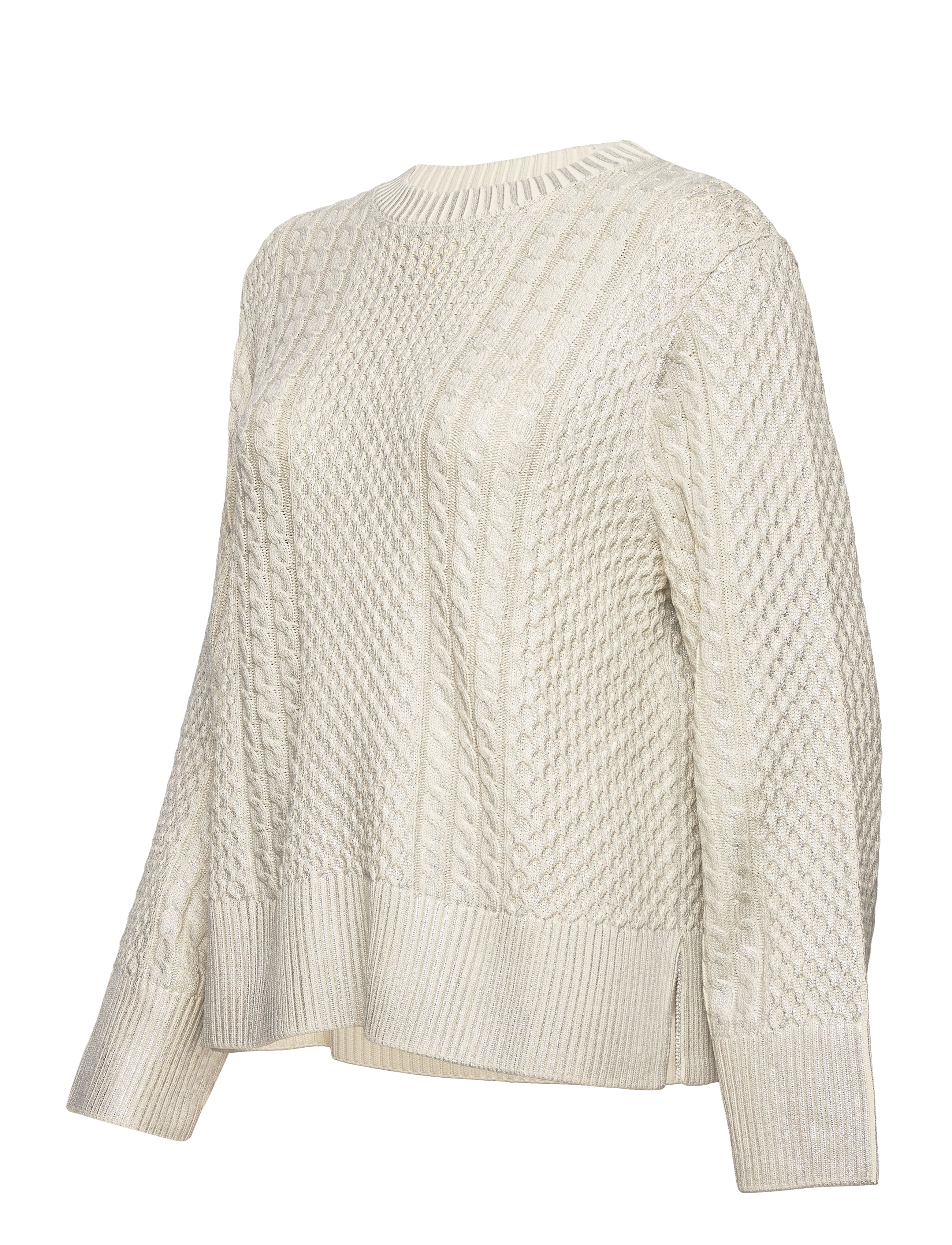 Malina - Lune Cable Knitted Meatallic Sweater - silver - 4