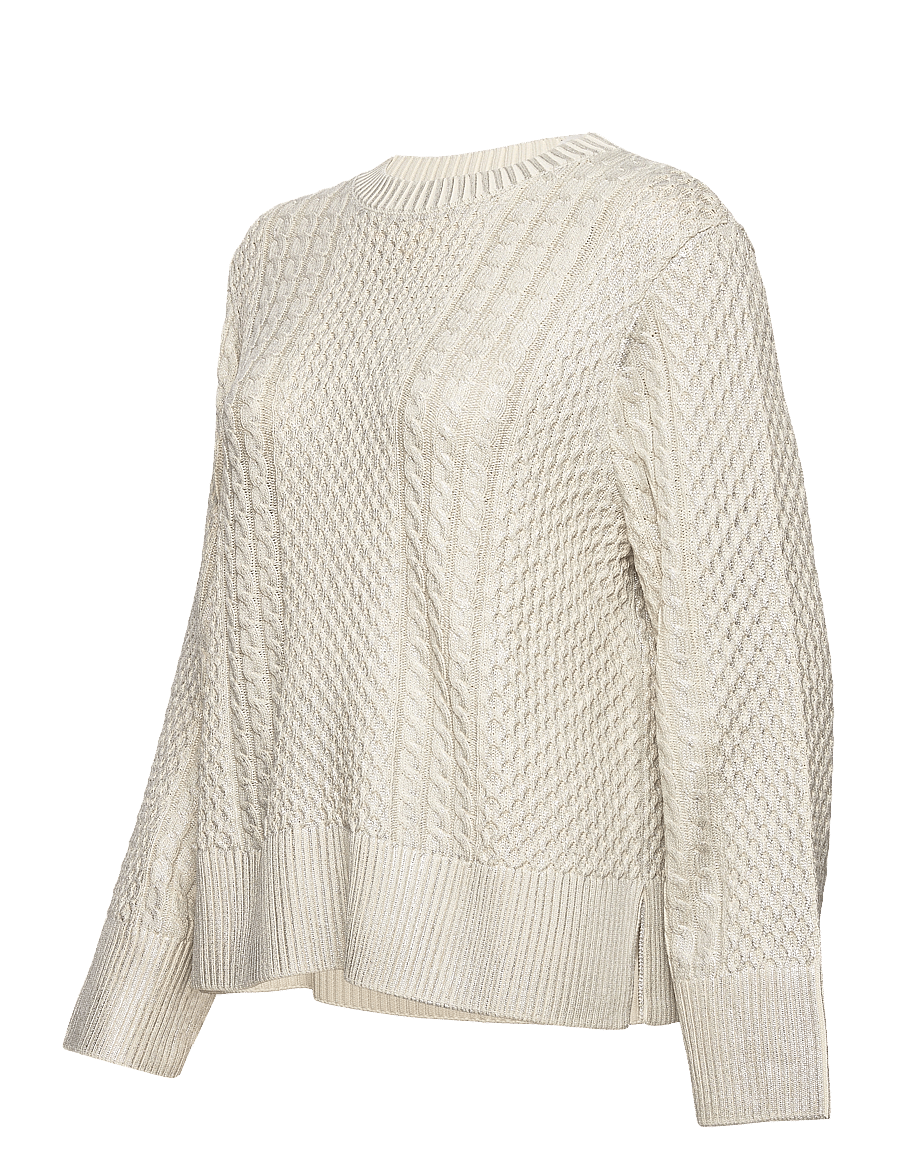 Malina - Lune Cable Knitted Meatallic Sweater - pullover - silver - 4