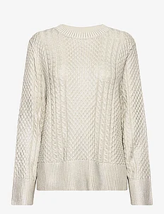 Lune cable knitted metallic sweater, Malina