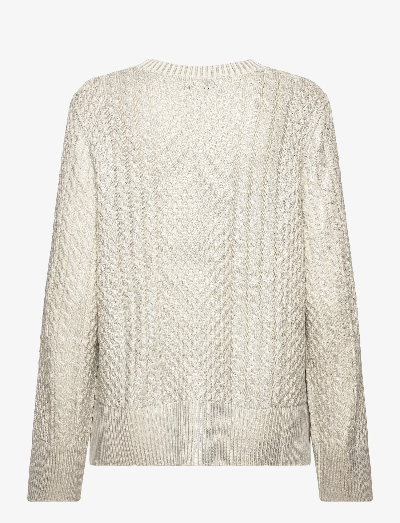 Malina - Lune cable knitted metallic sweater - neulepuserot - silver - 1