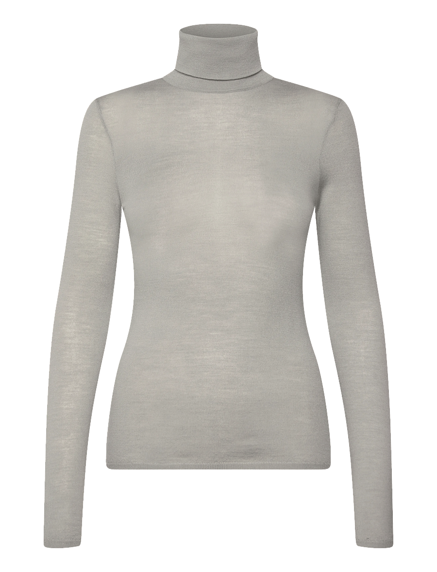 Malina - Quinn thin turtleneck wool top - rullekraver - steel grey - 1
