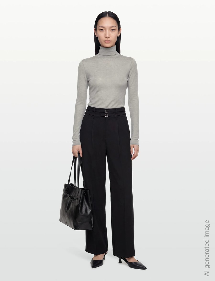 Malina - Quinn thin turtleneck wool top - rullekraver - steel grey - 0