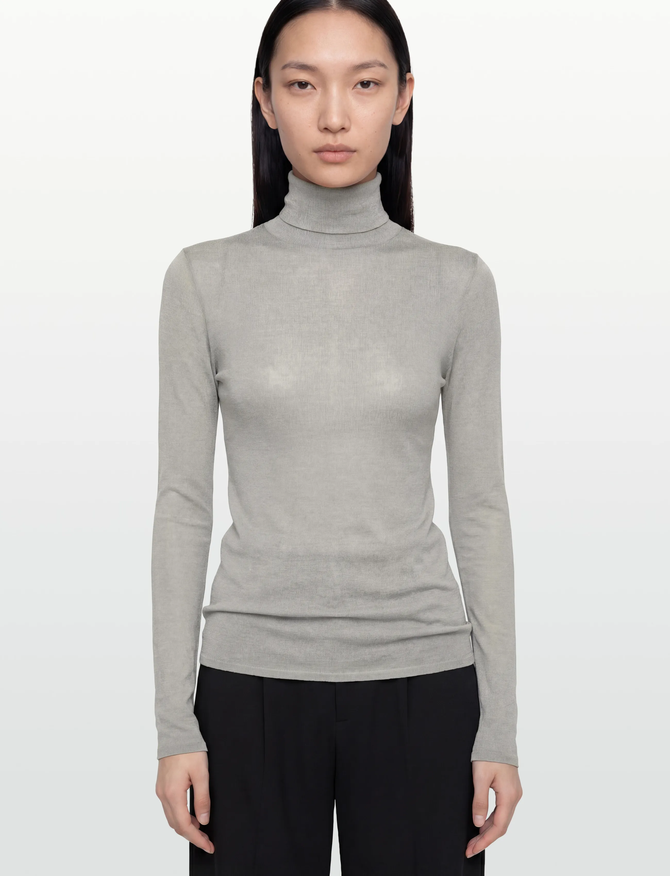 Malina - Quinn thin turtleneck wool top - coltruien - steel grey - 3