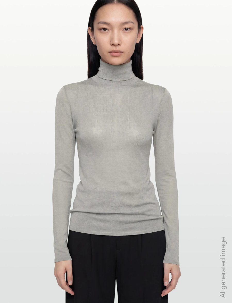 Malina - Quinn thin turtleneck wool top - rullekraver - steel grey - 3