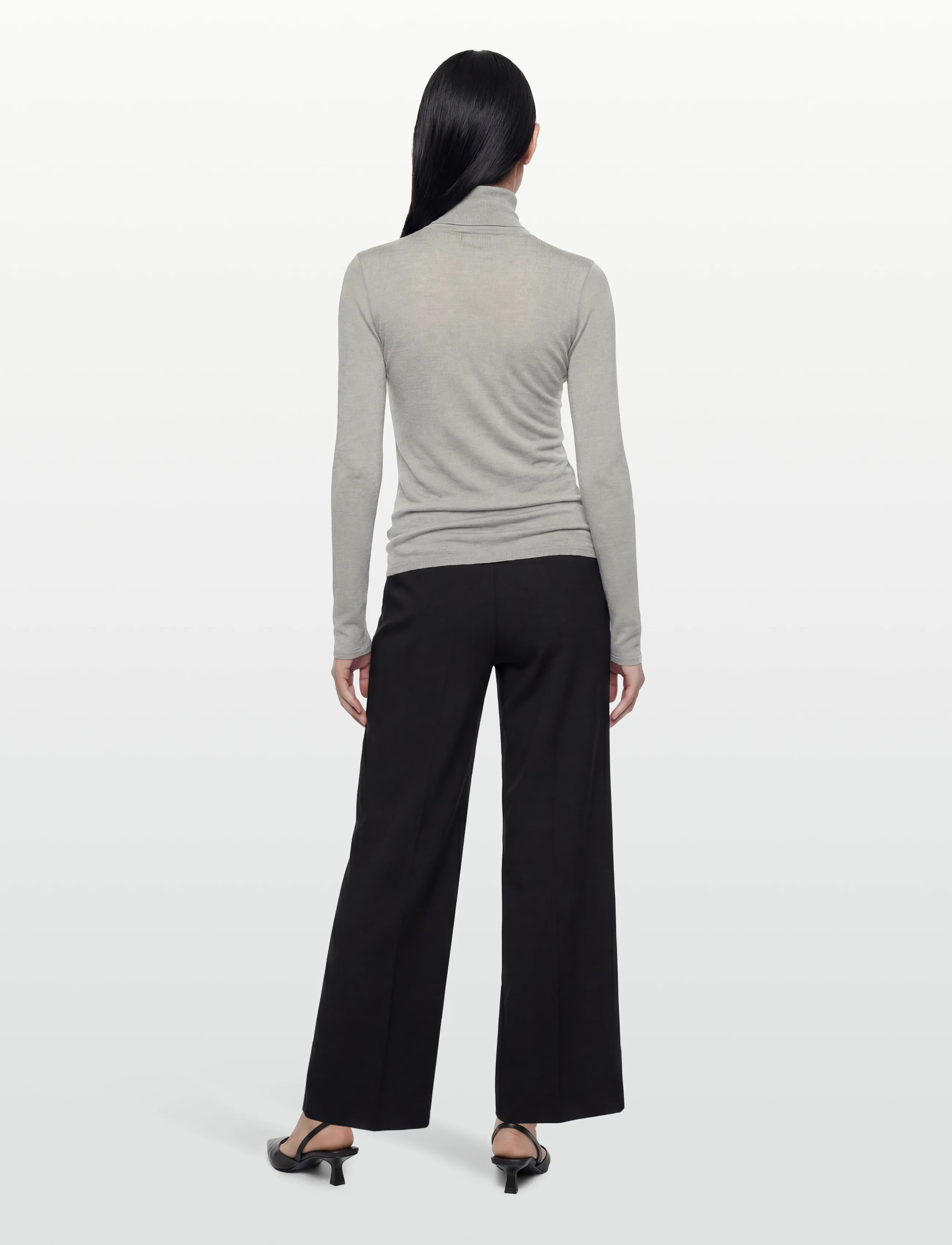 Malina - Quinn thin turtleneck wool top - coltruien - steel grey - 4
