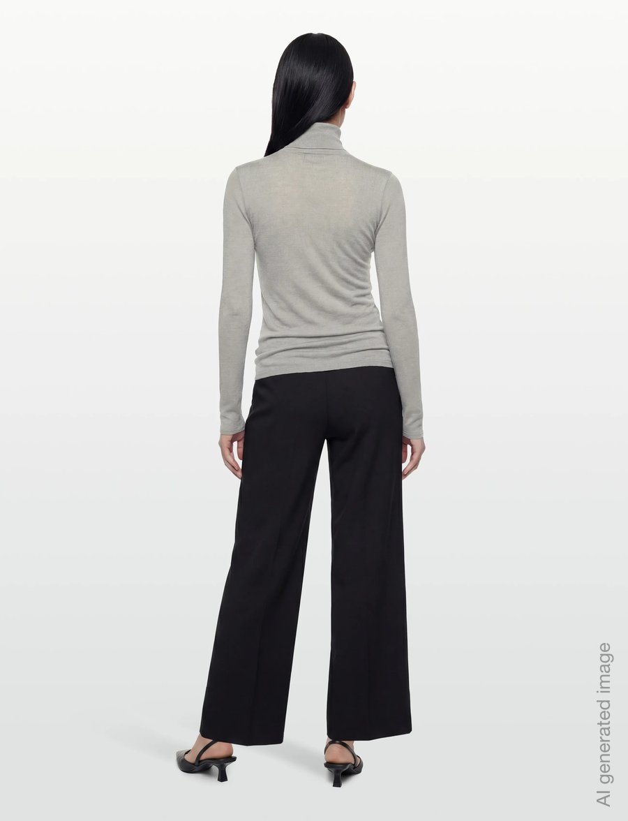 Malina - Quinn thin turtleneck wool top - rullekraver - steel grey - 4