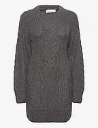 Eloise cable knitted mohair blend mini dress - SMOKE