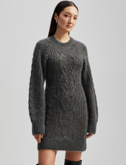 Malina - Eloise cable knitted mohair blend mini dress - strickkleider - smoke - 4