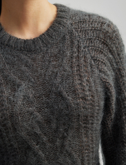 Malina - Eloise cable knitted mohair blend mini dress - neulemekot - smoke - 5