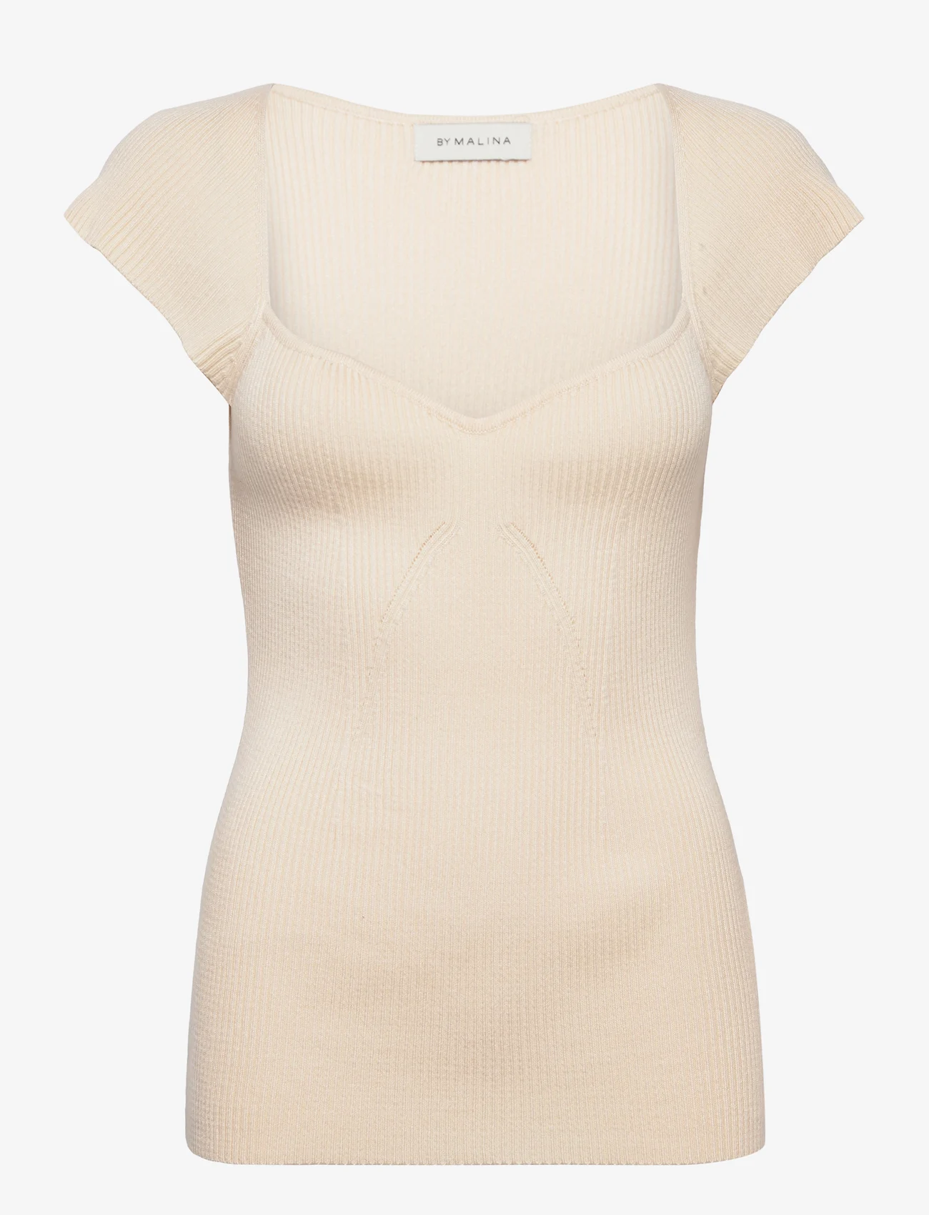 Malina - Mia short sleeve knit top - t-paidat - vanilla - 0