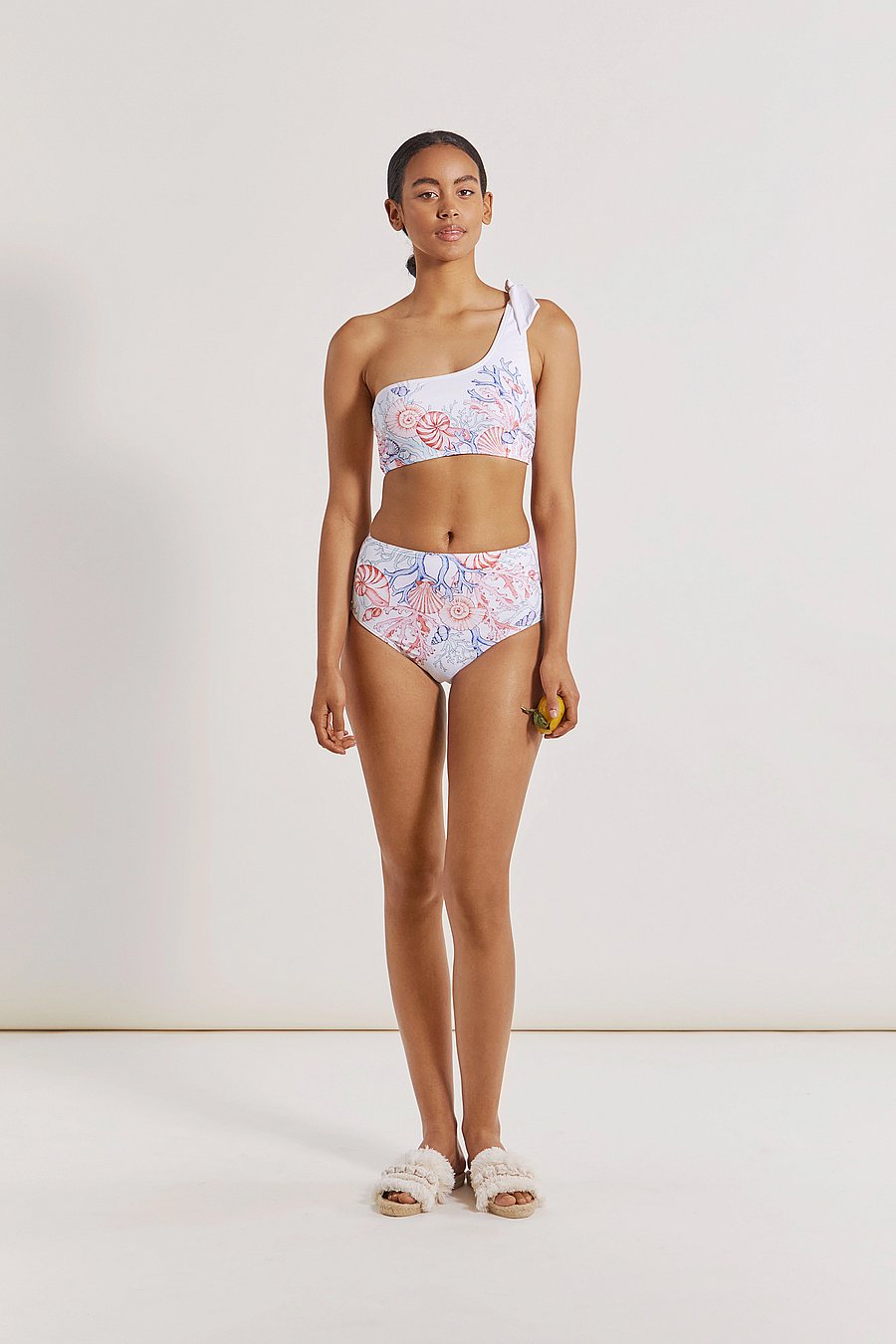Malina - Noemi bikini bottom - bikini z wysokim stanem - capri corals blush - 0
