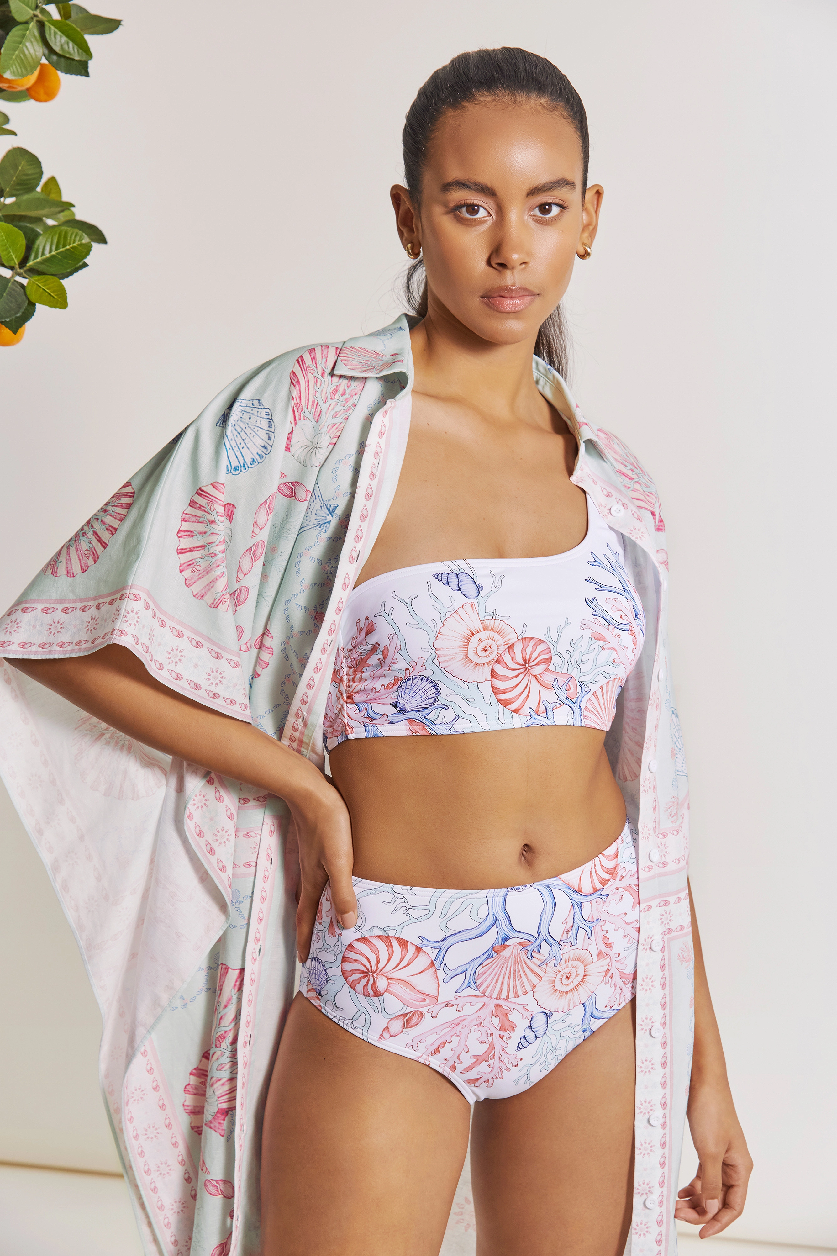 Malina - Noemi bikini bottom - high waist bikini bottoms - capri corals blush - 5