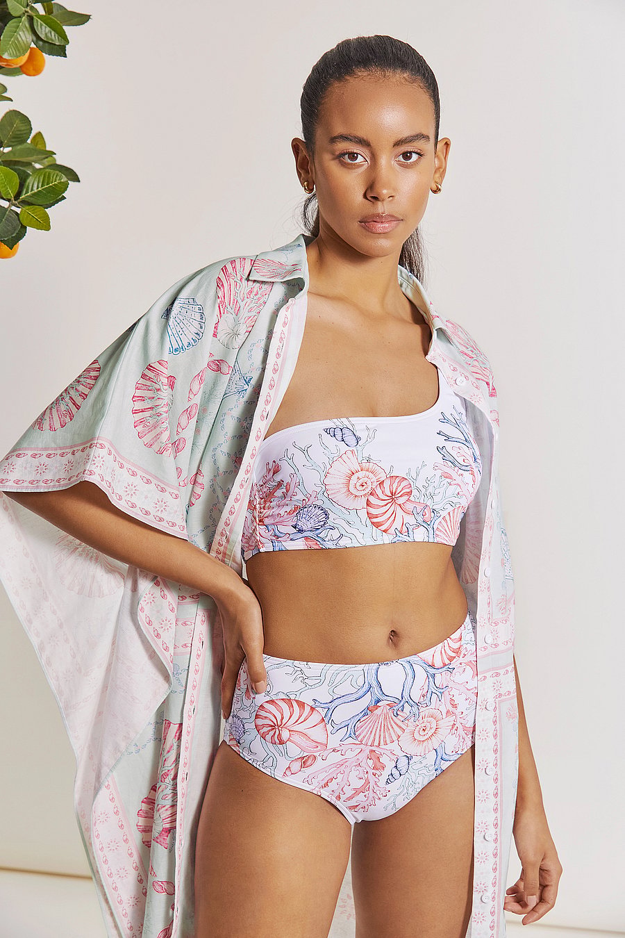 Malina - Noemi bikini bottom - bikini z wysokim stanem - capri corals blush - 5