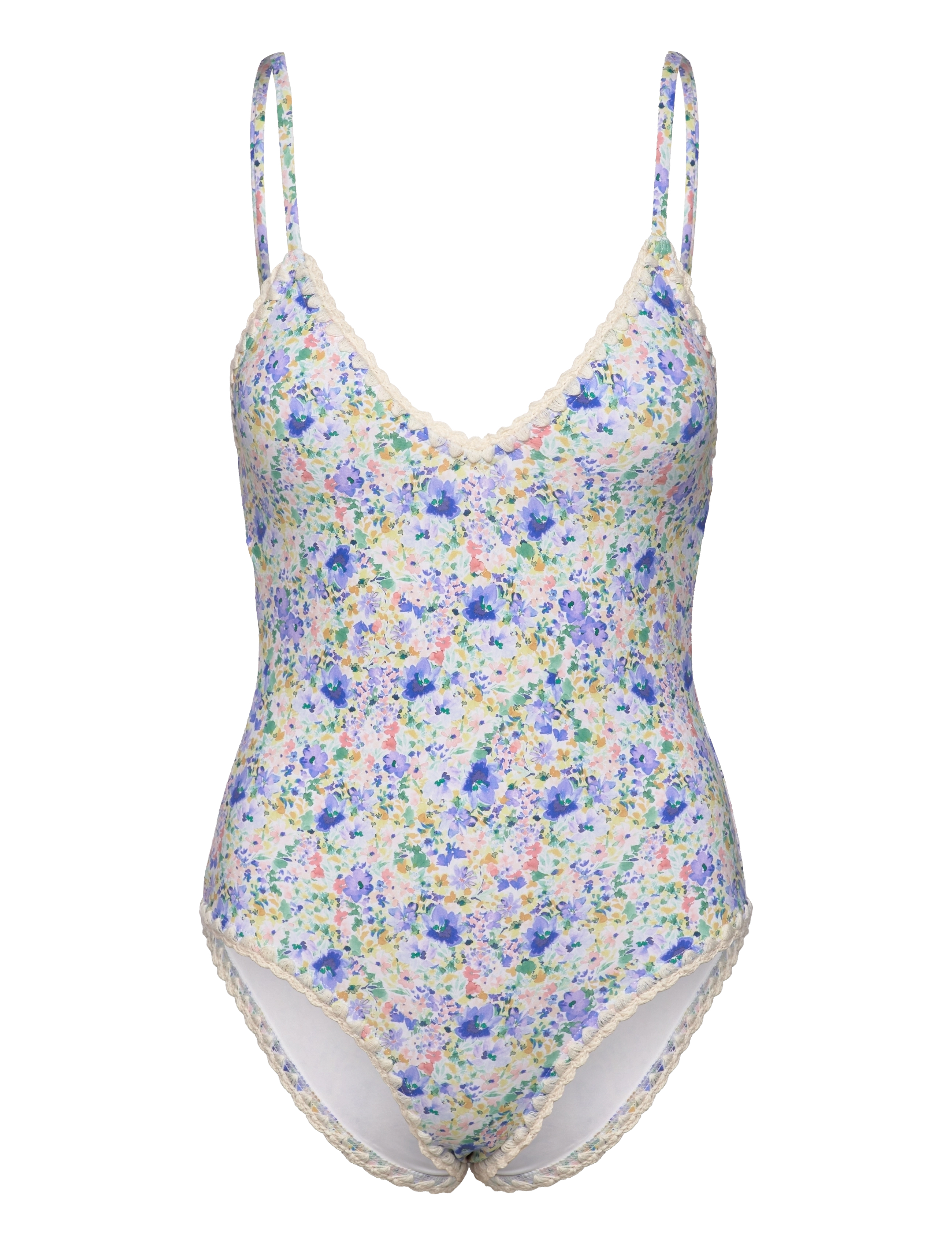Malina Nila V-Neck Crochet Trimmed Swimsuit, XS, Blue, Designere > Badedragter, Dame