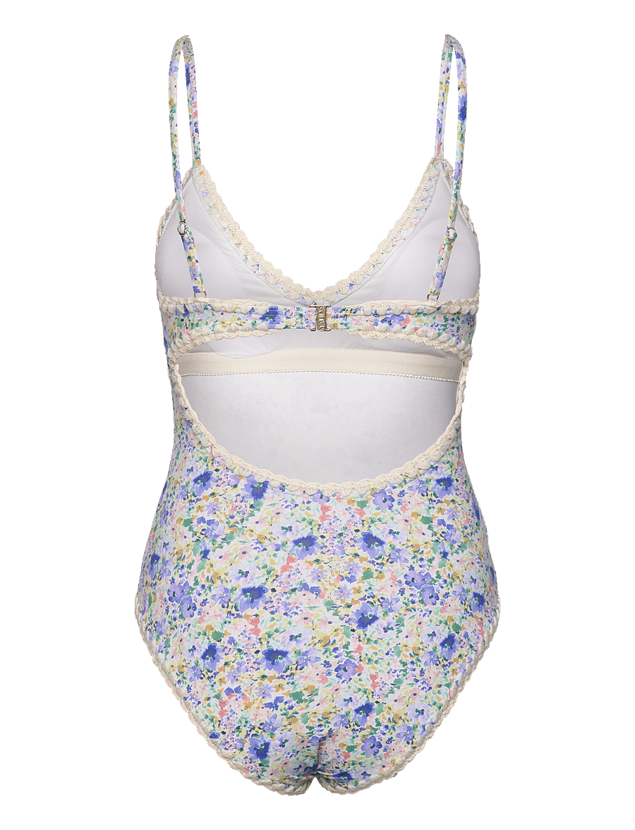 Malina - Nila v-neck crochet trimmed swimsuit - badeanzüge - ditsy - 1