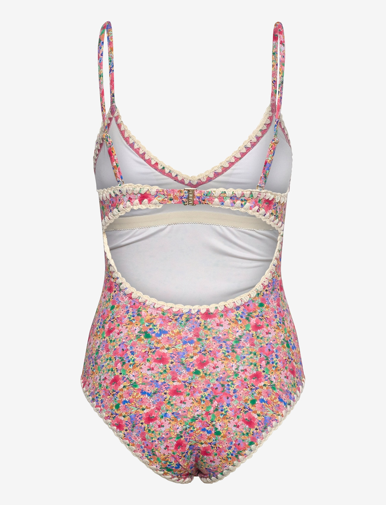 Malina - Nila v-neck crochet trimmed swimsuit - badeanzüge - pink ditsy - 1