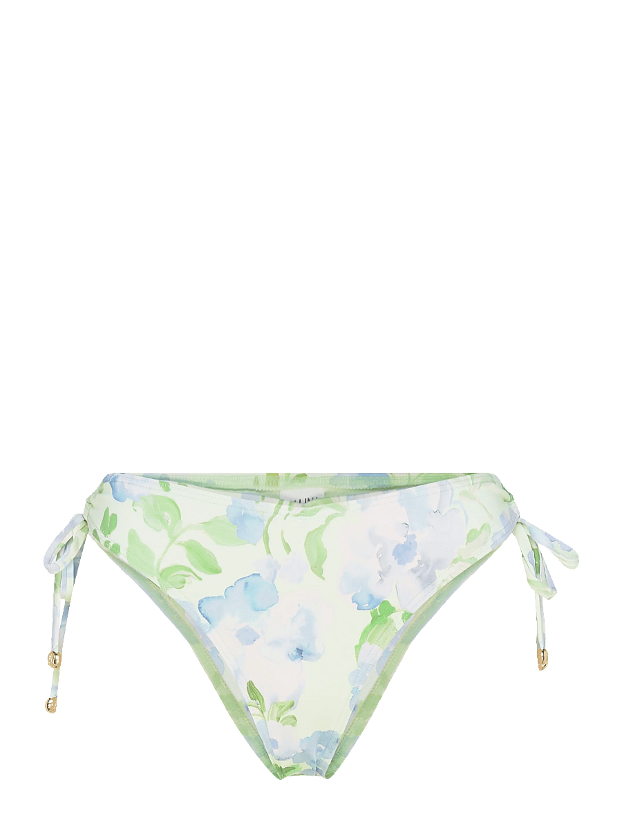 Malina - Blanka Printed Drawstring Bikini Bottoms - bikinis mit seitenbändern - pastel floral pistachio - 1