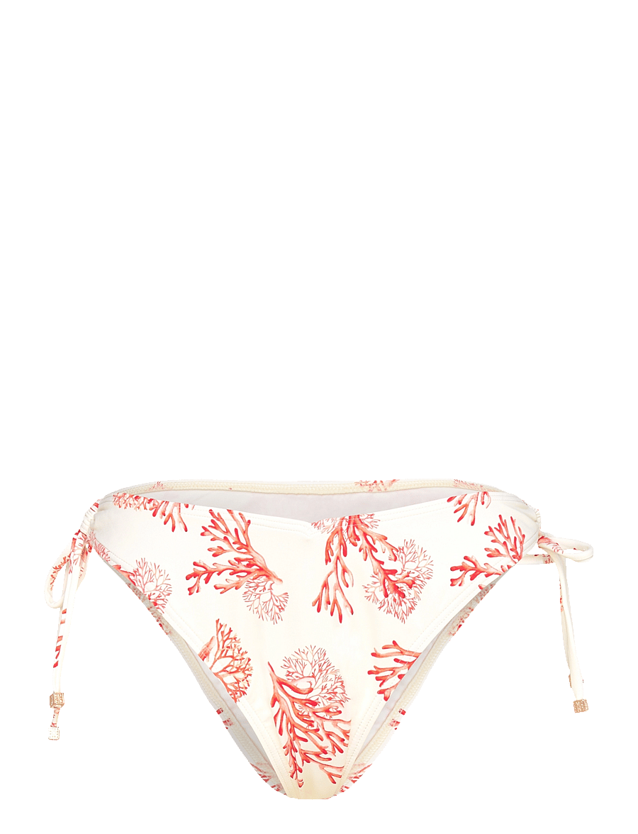 Malina - Blanka Printed Drawstring Bikini Bottoms - bikinis mit seitenbändern - coral red - 1