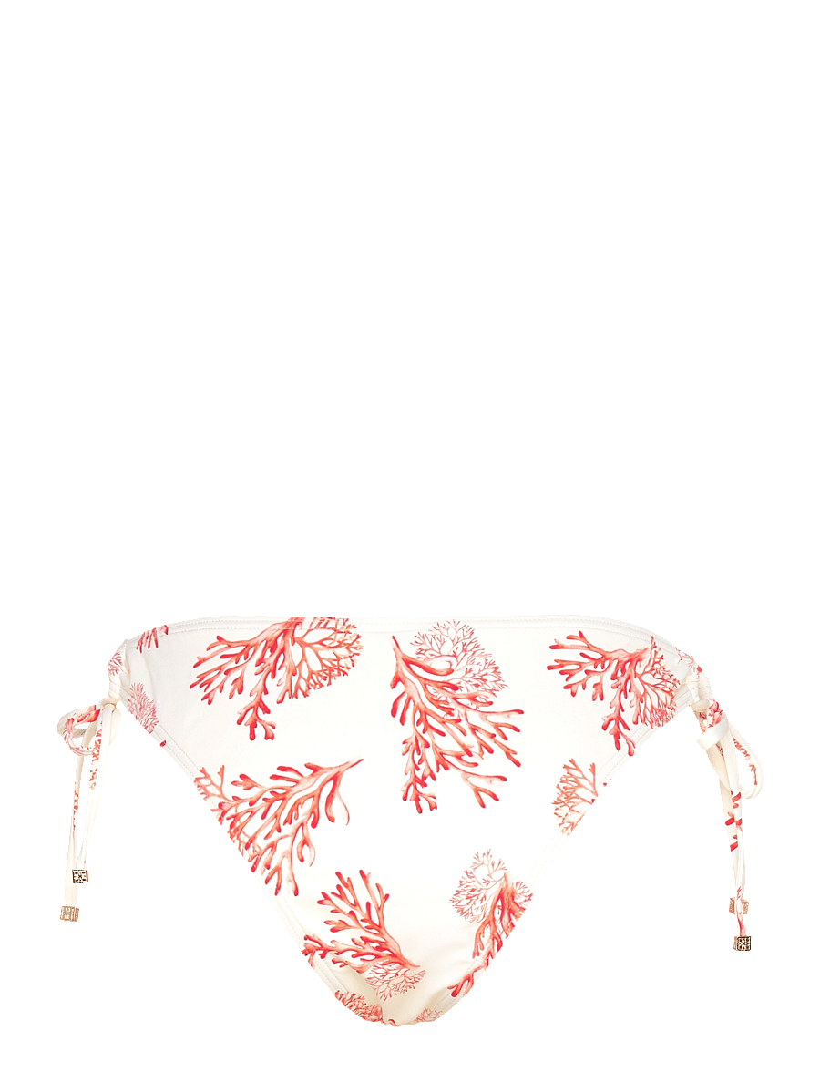 Malina - Blanka Printed Drawstring Bikini Bottoms - bikinis mit seitenbändern - coral red - 2