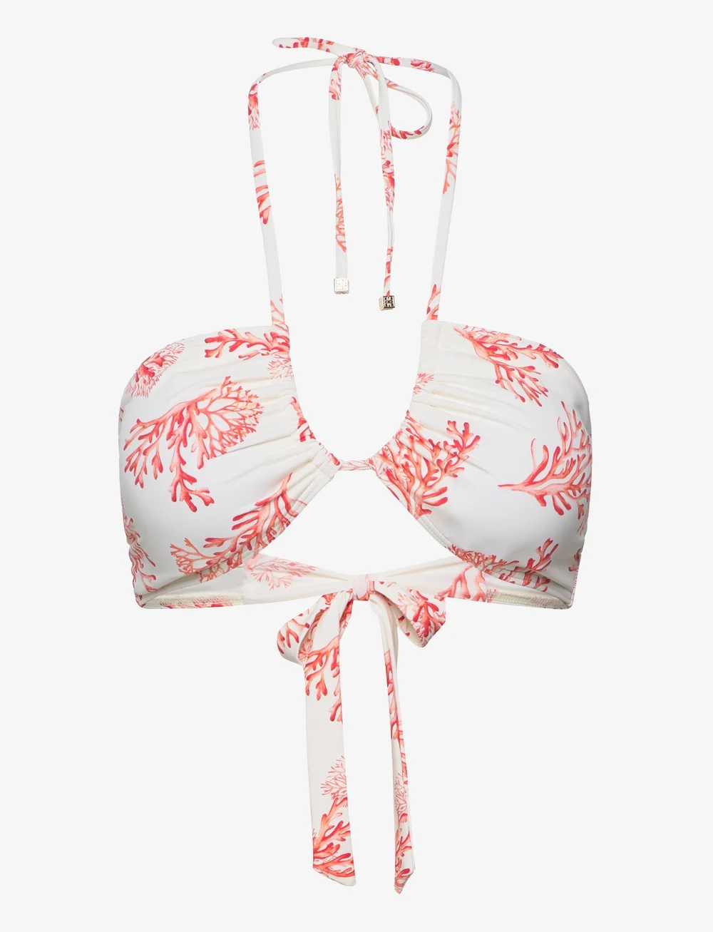 Malina - Blanka printed bandeau bikini top - bandeau-bikini-oberteile - coral red - 1