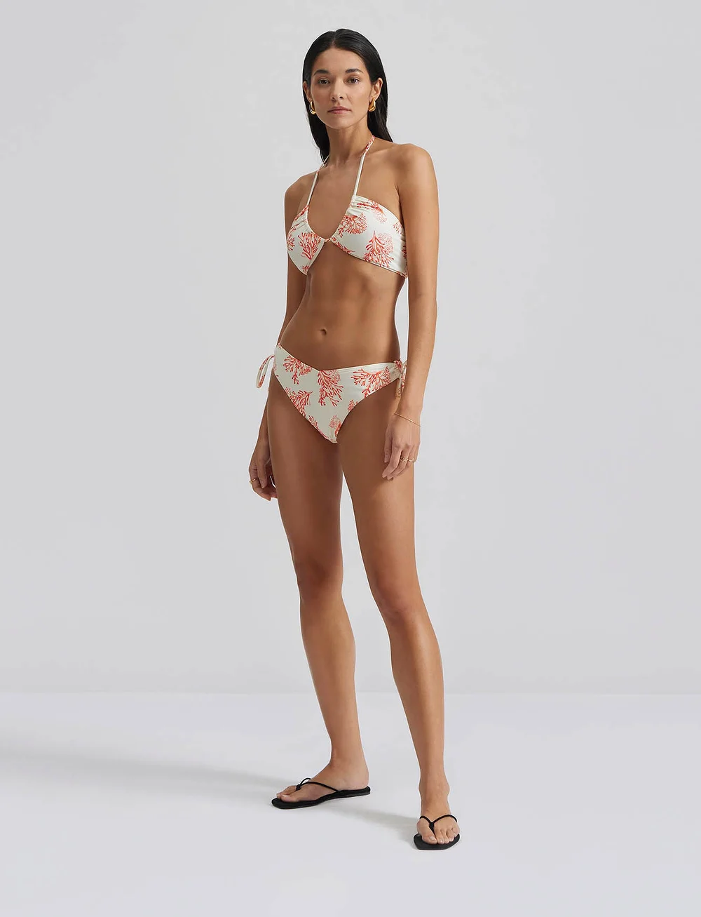 Malina - Blanka printed bandeau bikini top - bandeau-bikini-oberteile - coral red - 0