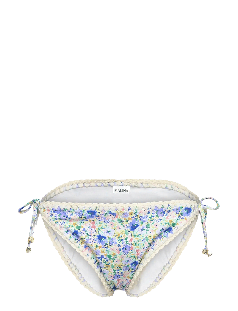 Malina - Ally crochet trimmed bikini bottoms - side tie bikinis - ditsy - 0