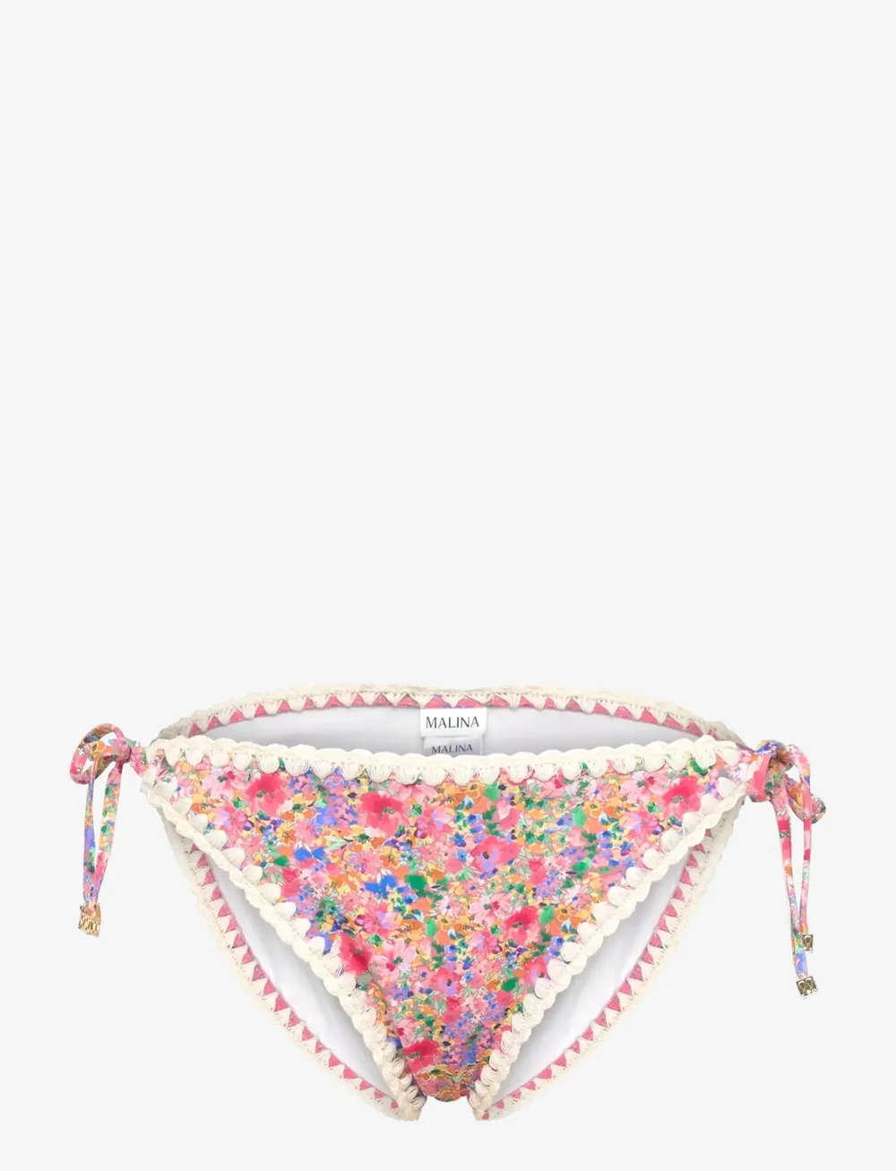 Malina - Ally crochet trimmed bikini bottoms - bikinis mit seitenbändern - pink ditsy - 0