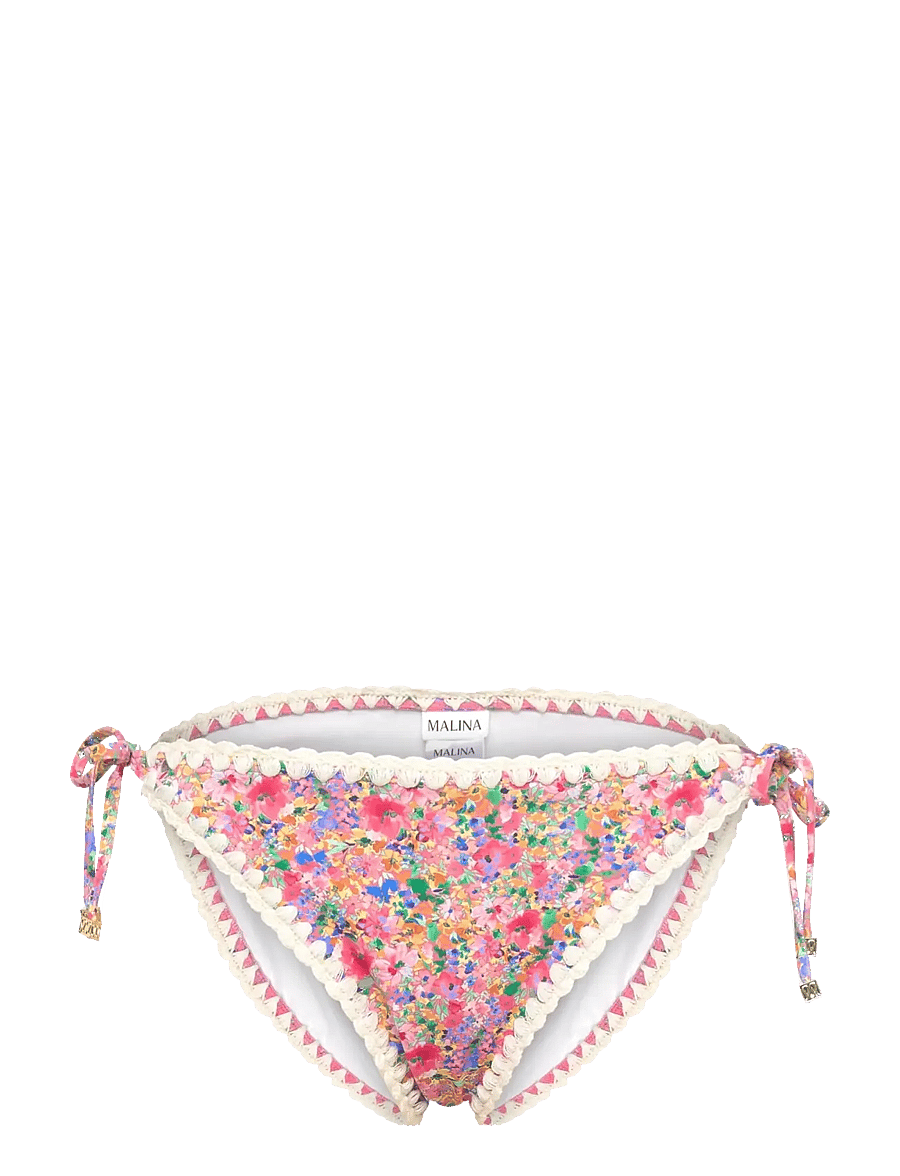 Malina - Ally crochet trimmed bikini bottoms - Šonuose segami bikiniai - pink ditsy - 0