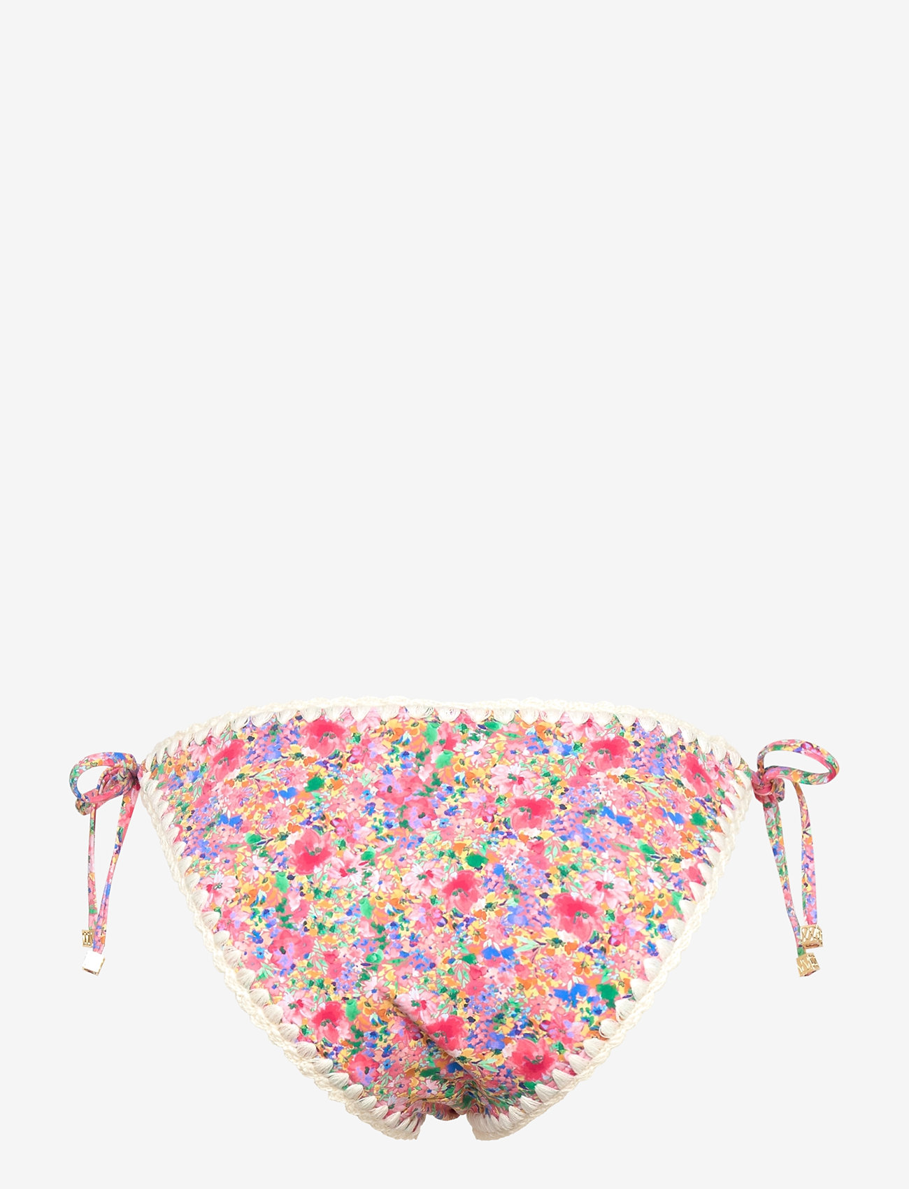 Malina - Ally crochet trimmed bikini bottoms - side tie bikinis - pink ditsy - 1