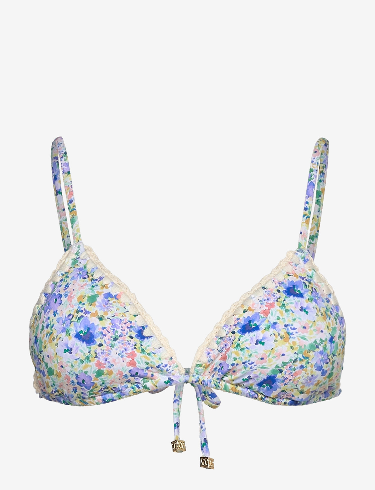 Malina - Ally crochet trimmed triangle bikini top - triangelformad bikinis - ditsy - 0