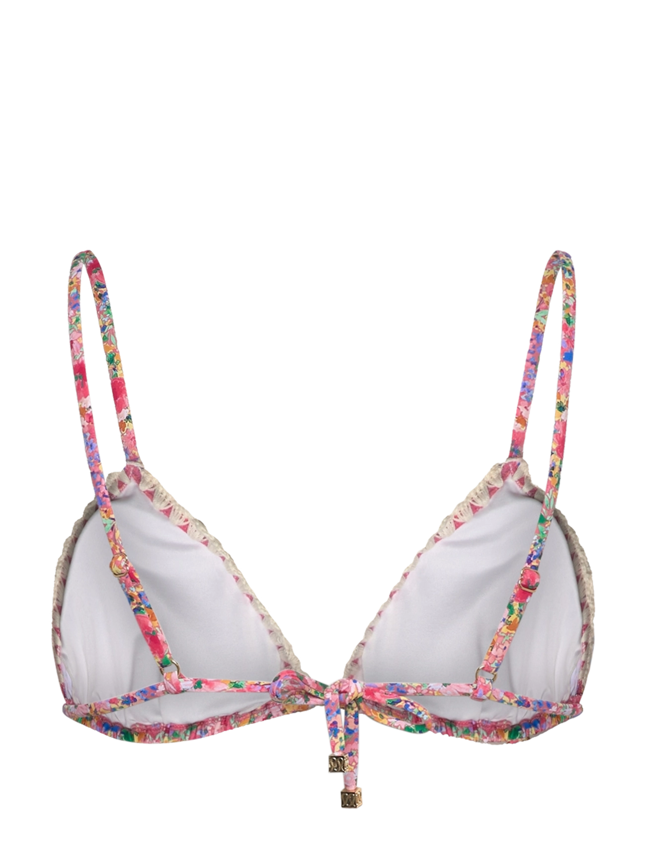 Malina - Ally crochet trimmed triangle bikini top - pink ditsy - 1