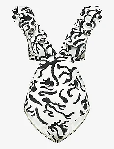 Delia cut out frill printed swimsuit, By Malina