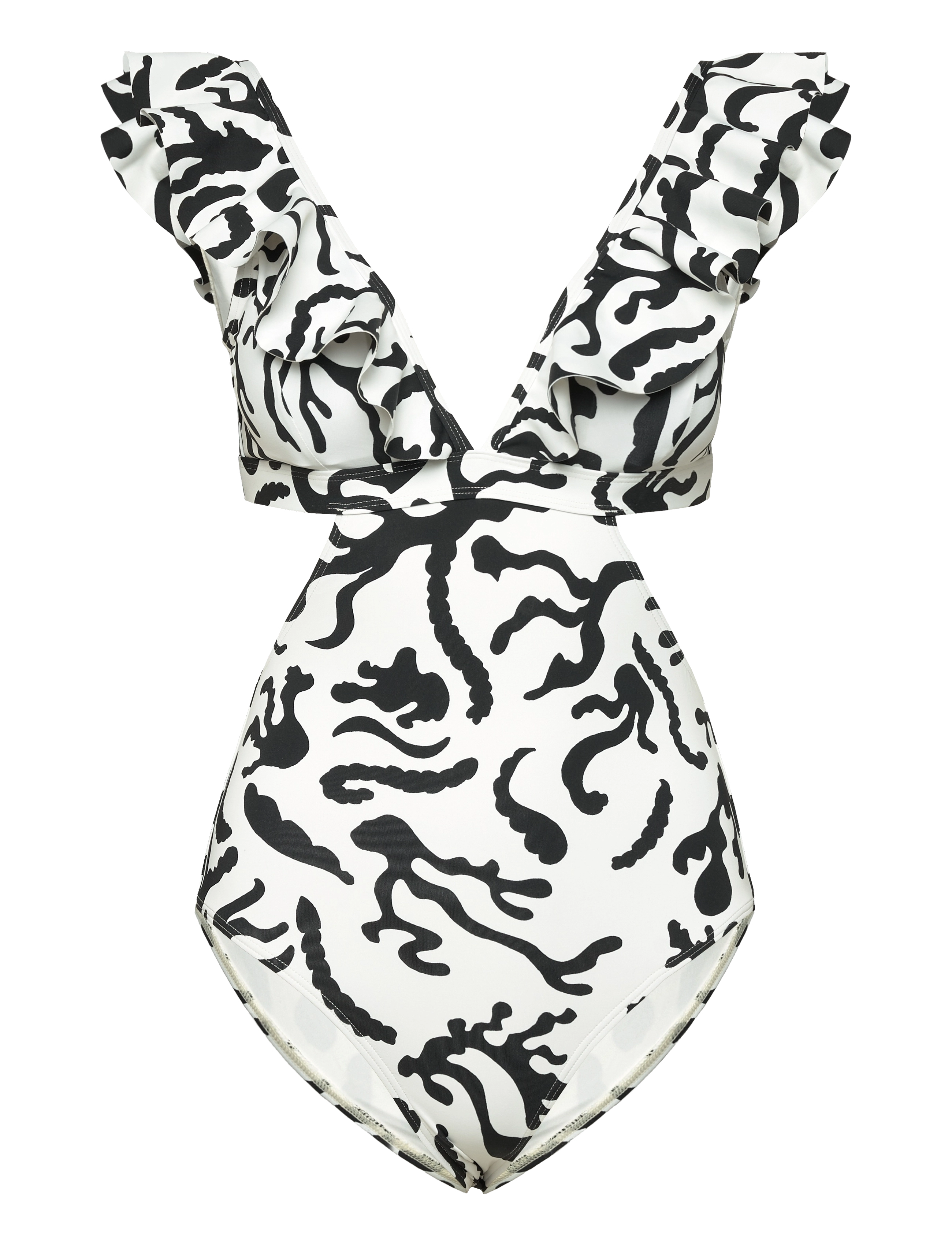 Malina - Delia cut out frill printed swimsuit - reef - 1