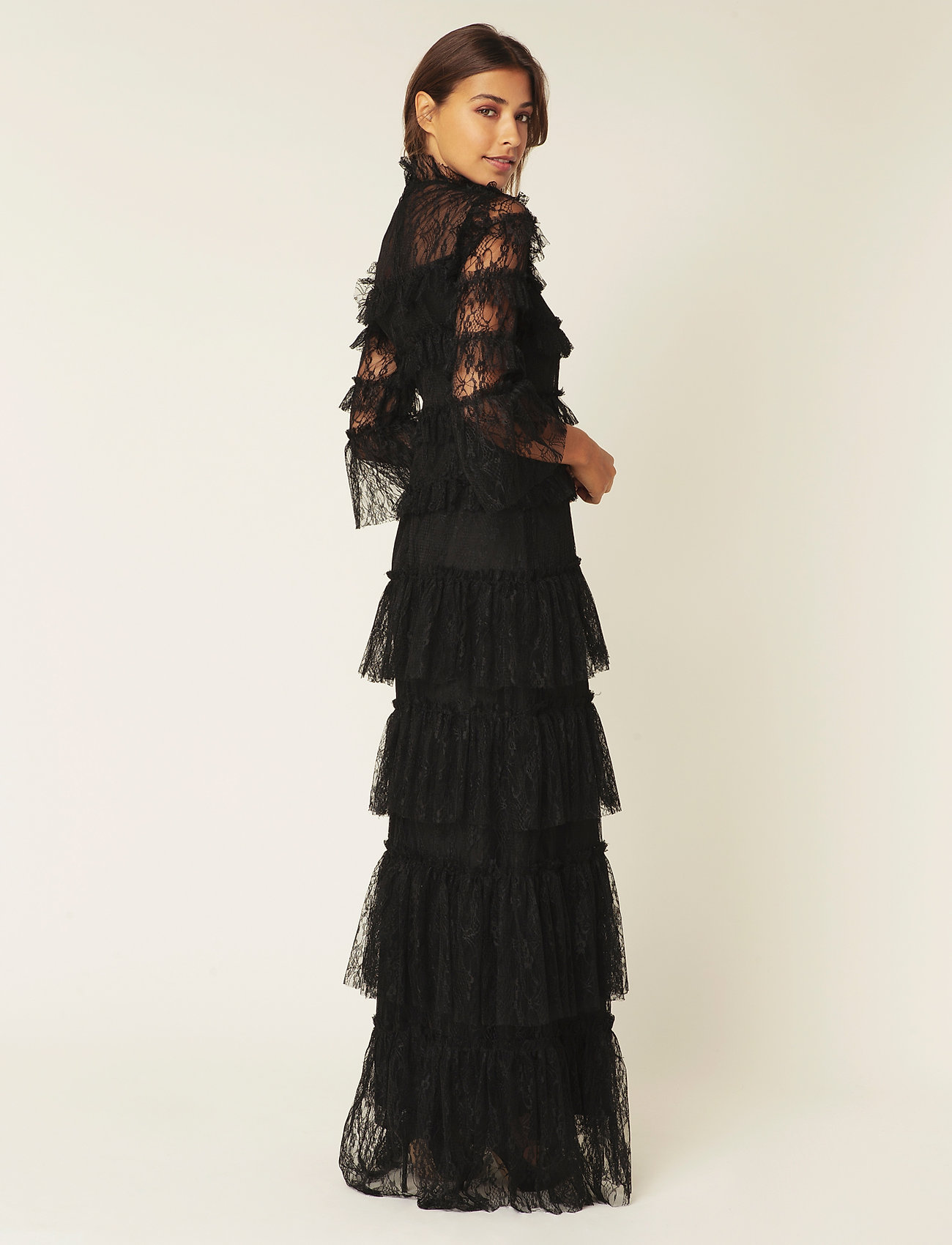Malina - Carmine Long Sleeve Lace Maxi Dress - Õhtukleidid - black - 3