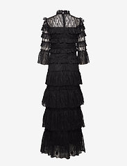 Malina - Carmine long sleeve maxi lace dress - selskapskjoler - black - 2
