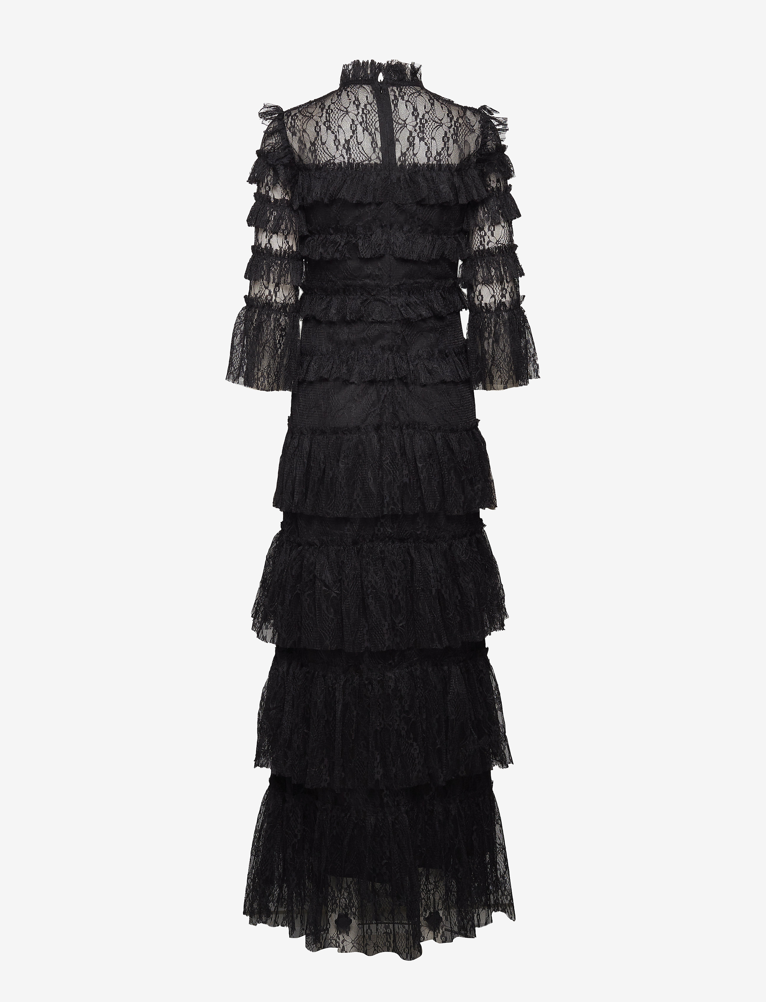Malina - Carmine Long Sleeve Lace Maxi Dress - selskapskjoler - black - 2