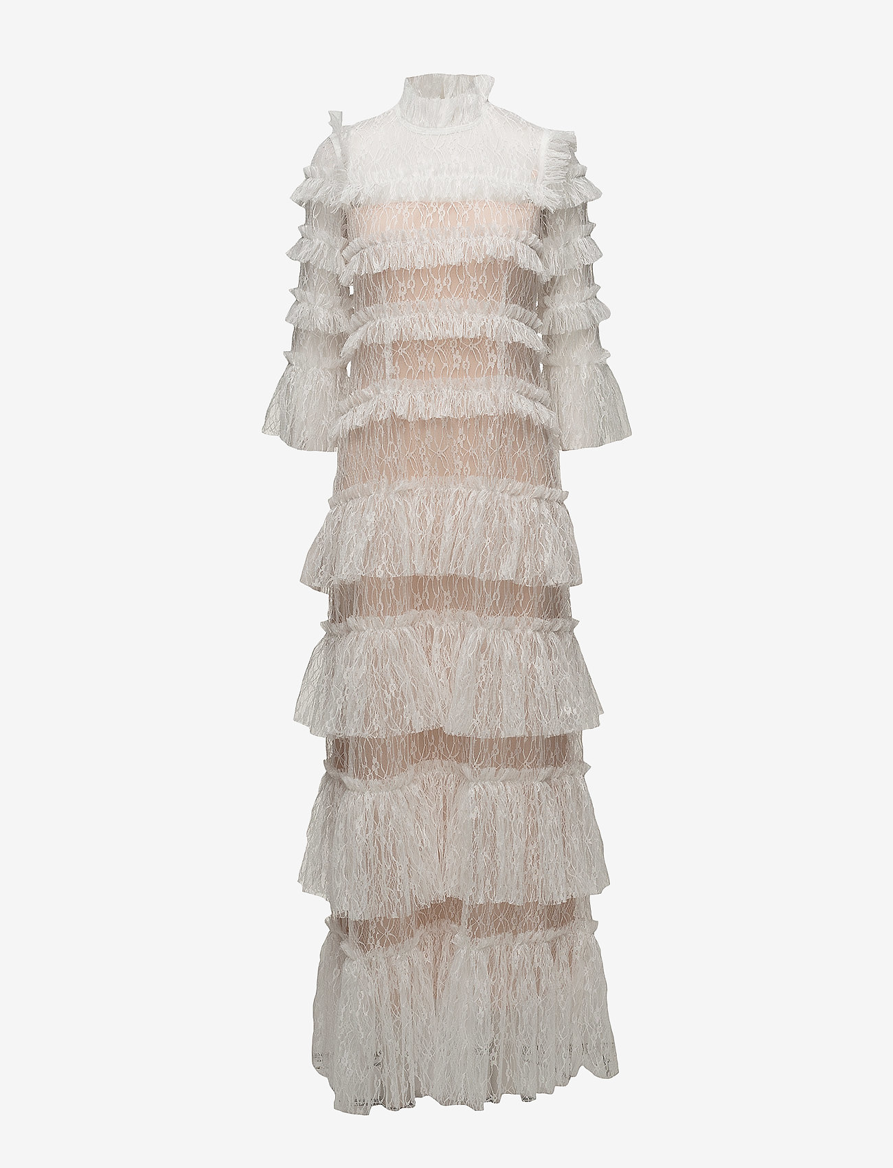 By Malina - Carmine long sleeve maxi lace dress - aftonklänningar - cloudy white - 1