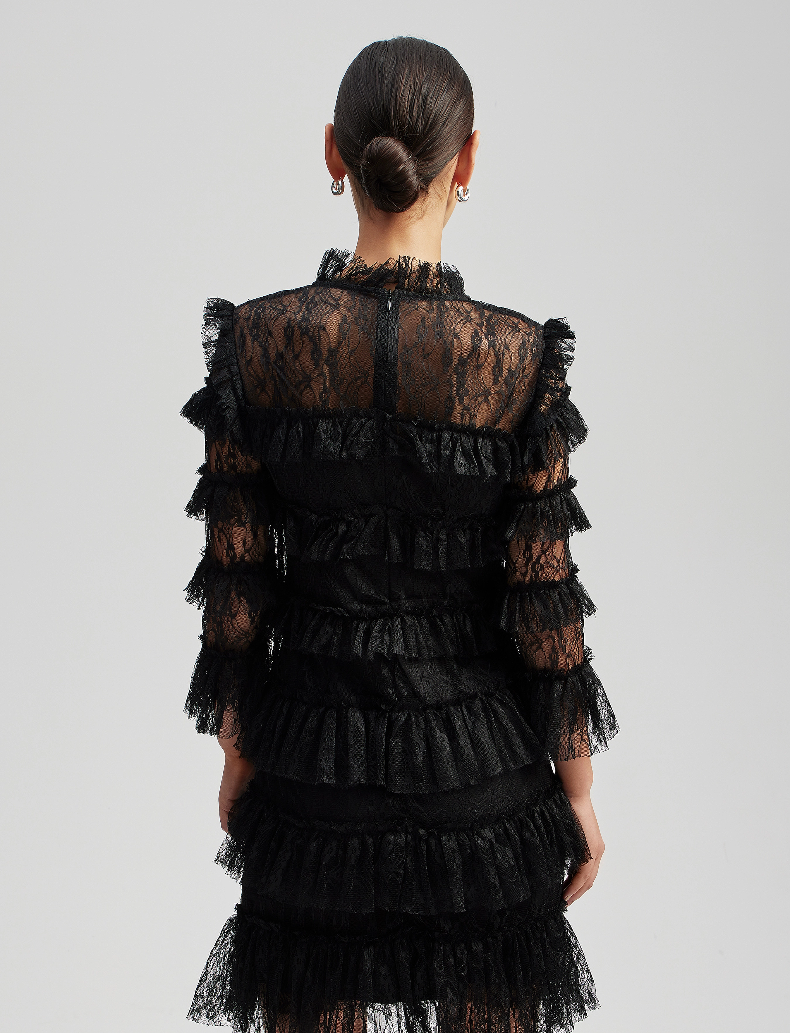 Malina - Carmine frill lace mini dress - cocktailkleider - black - 3