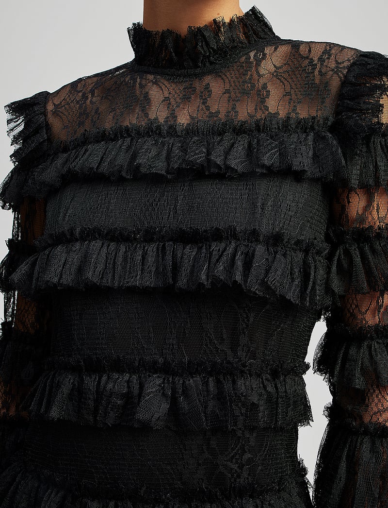 Malina - Carmine frill lace mini dress - cocktailkleider - black - 4