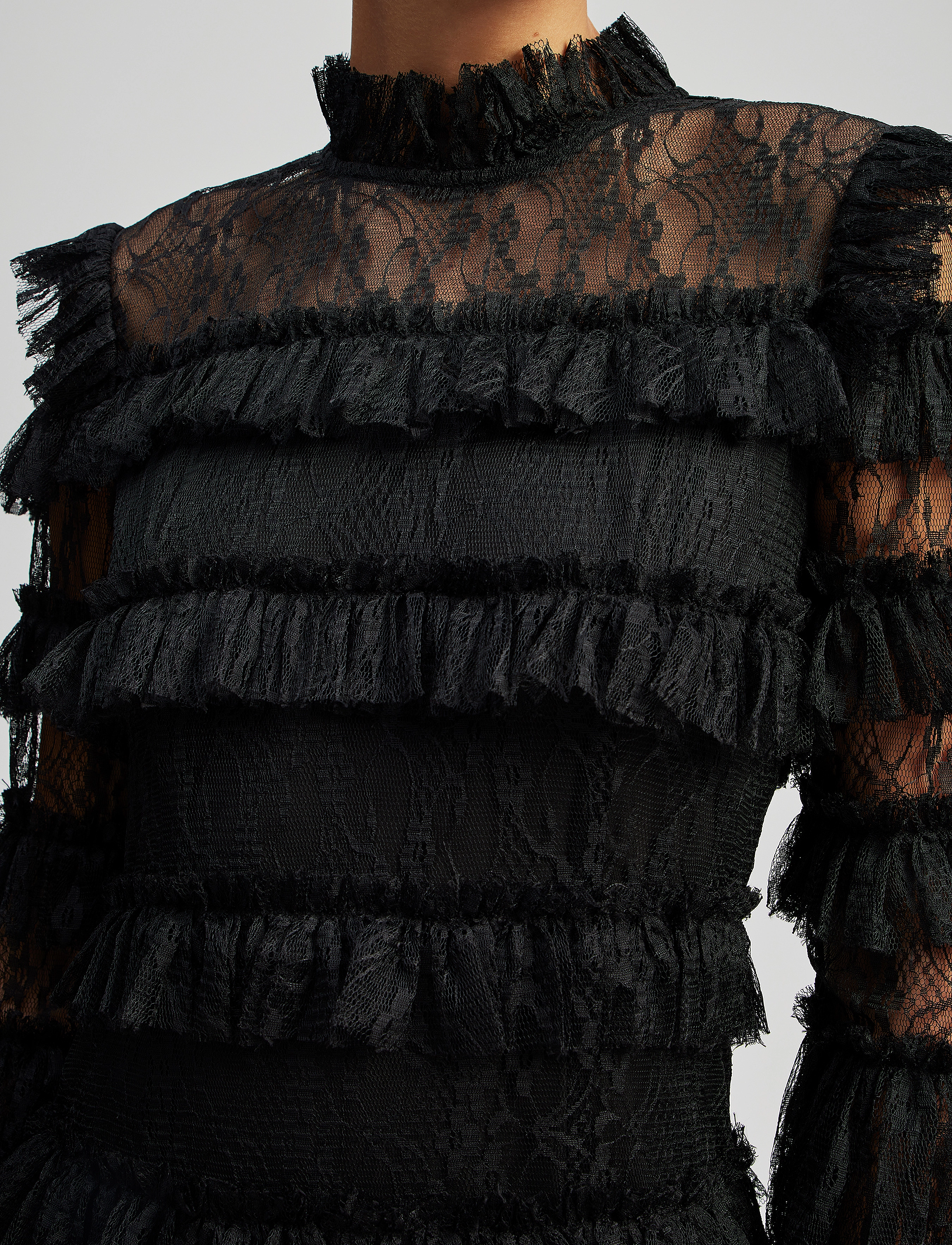 Malina - Carmine frill lace mini dress - cocktailkleider - black - 4