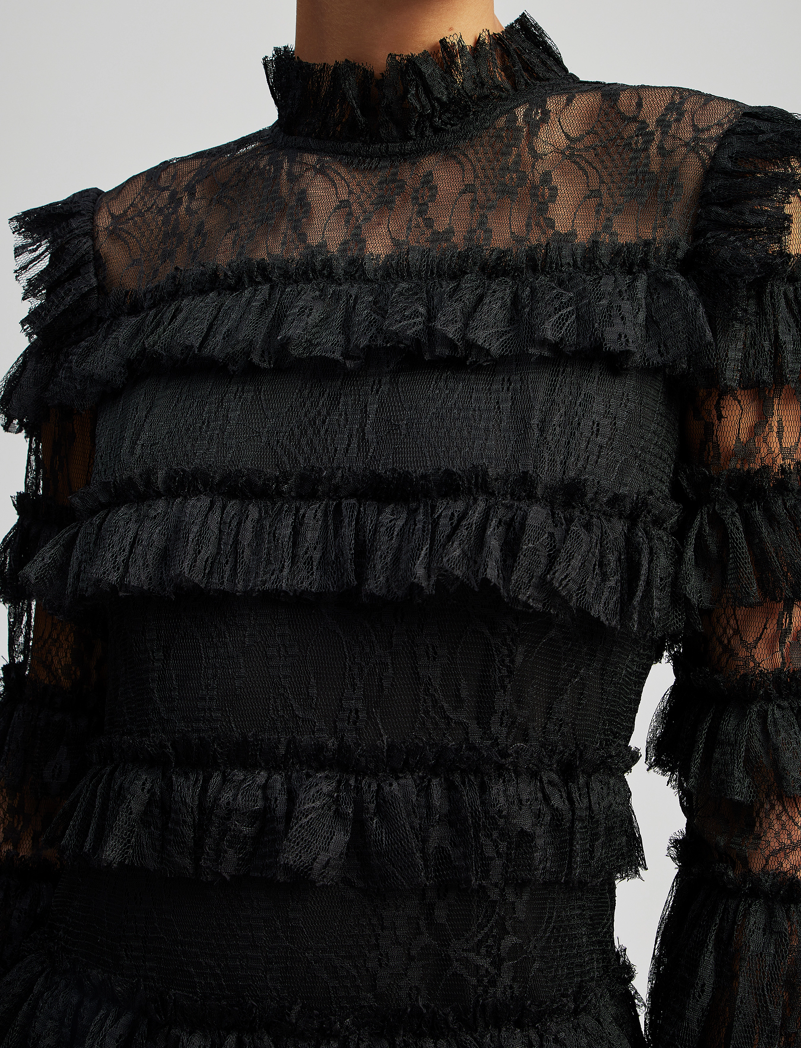 Malina - Carmine frill lace mini dress - cocktailkleider - black - 5