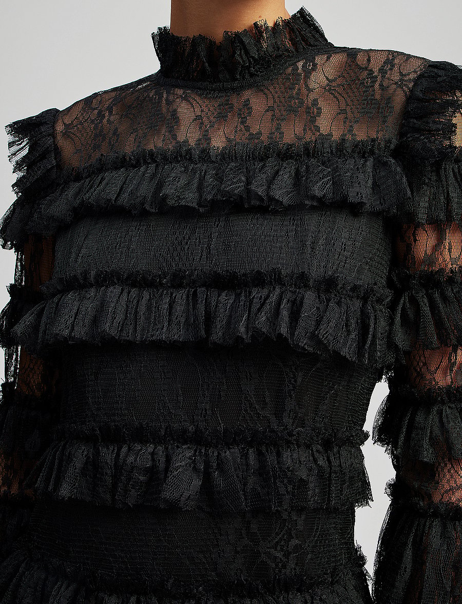 Malina - Carmine frill lace mini dress - cocktailkleider - black - 5