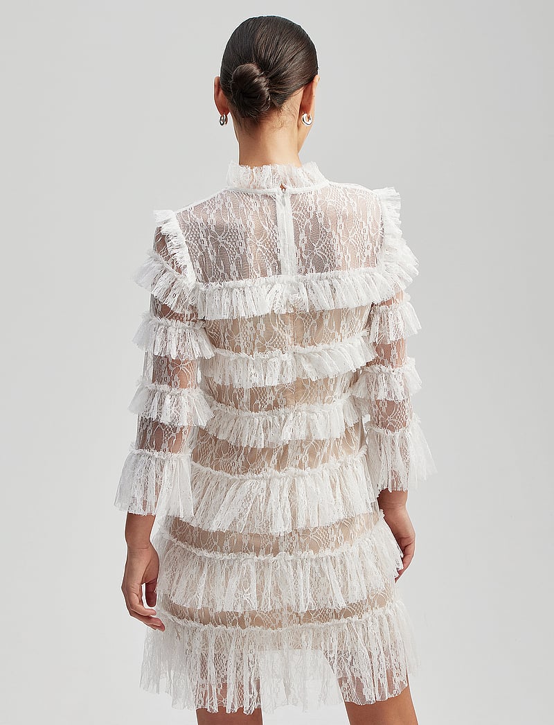 Malina - Carmine frill lace mini dress - cocktailklänningar - cloudy white - 3