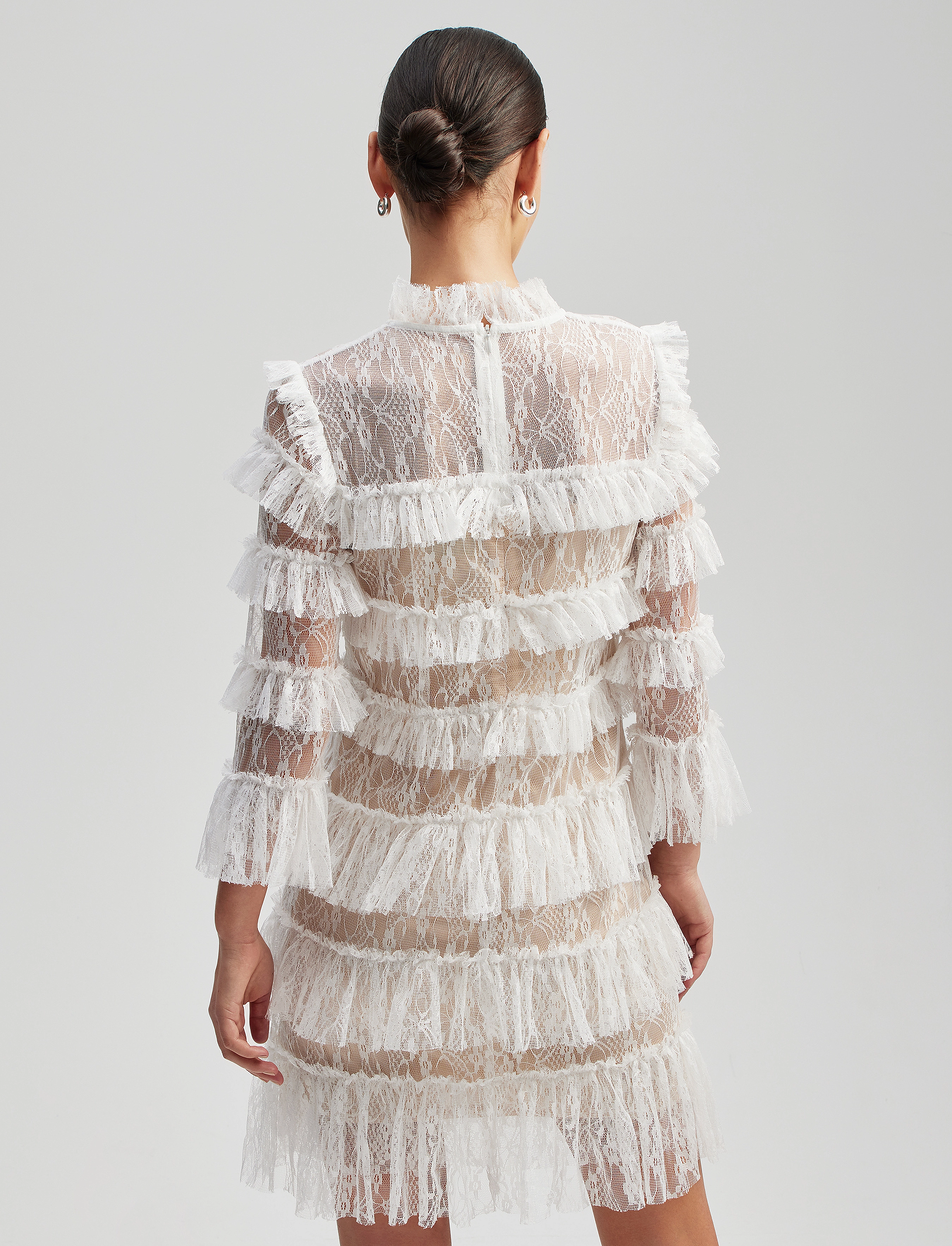 Malina - Carmine frill lace mini dress - cocktailklänningar - cloudy white - 3