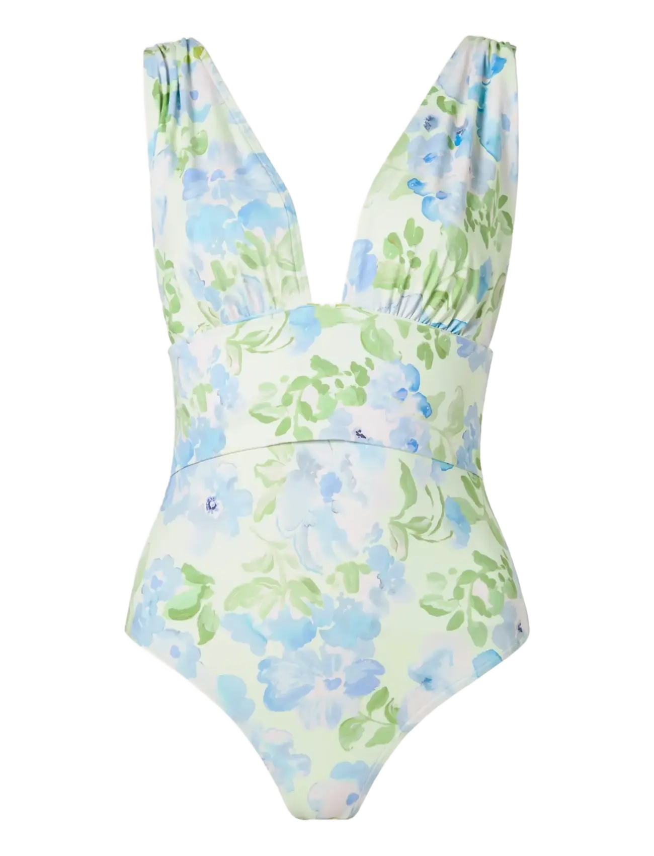 Malina Alvina Open Back Plunge Swimsuit - Swimwear - PASTEL FLORAL PISTACHIO / green