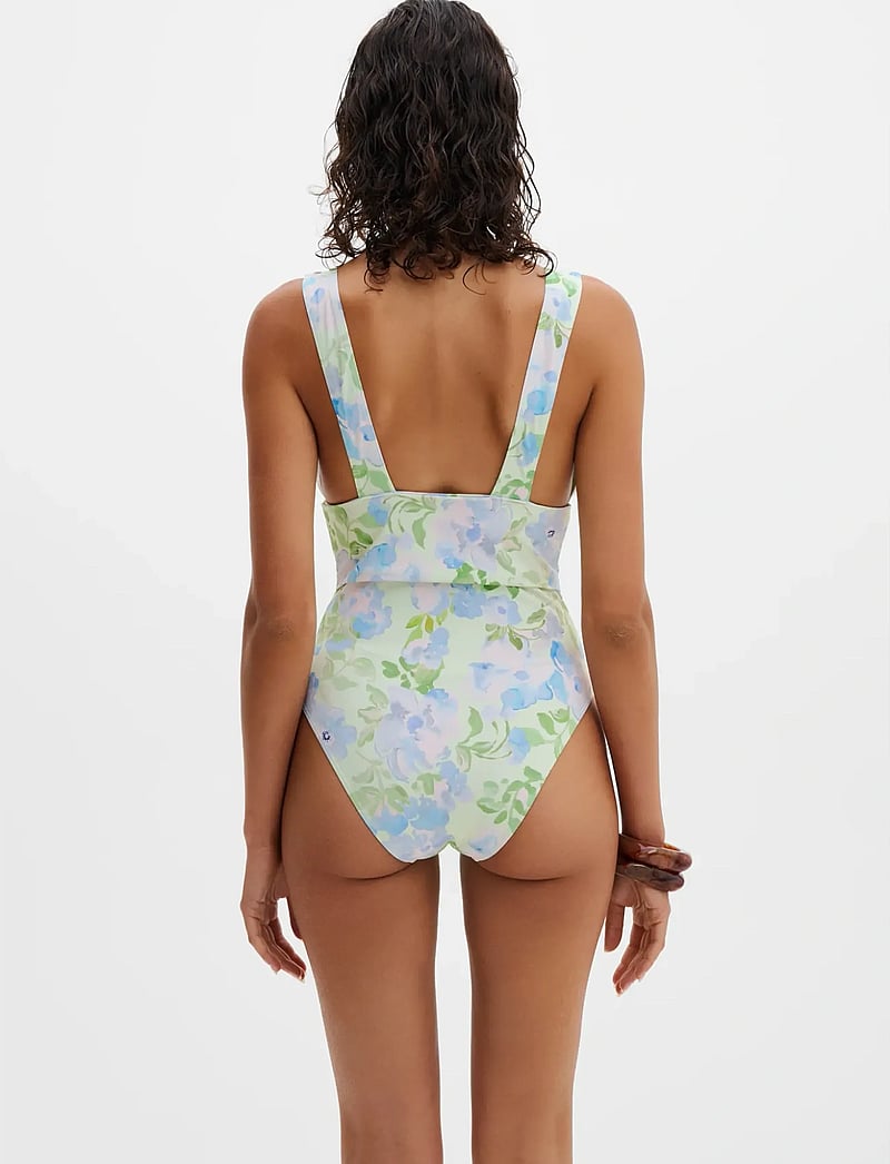 Malina - Alvina Open Back Plunge Swimsuit - swimsuits - pastel floral pistachio - 2
