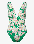 Alvina open-back plunge swimsuit - GREEN LILY