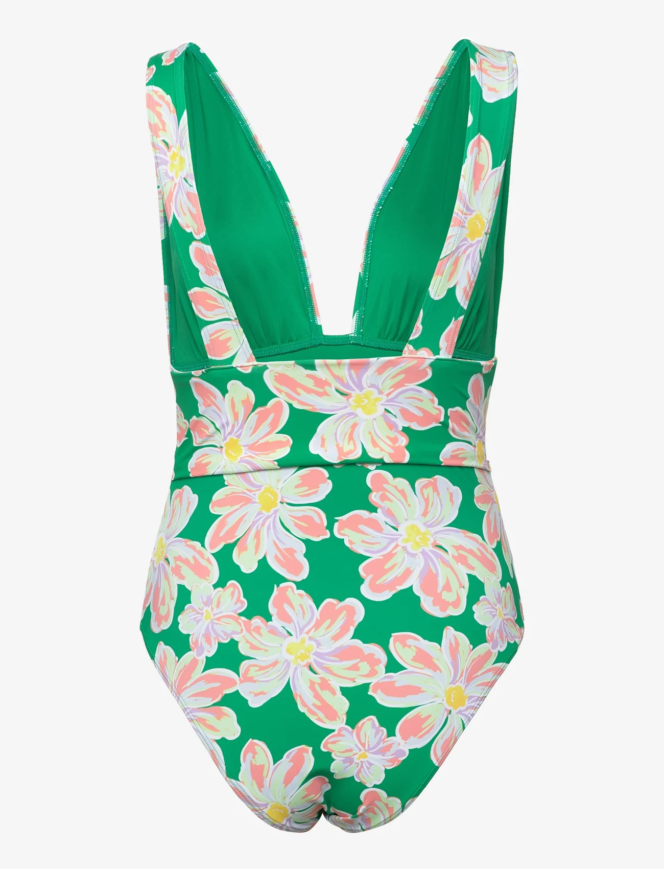 By Malina - Alvina open-back plunge swimsuit - badpakken - green lily - 1