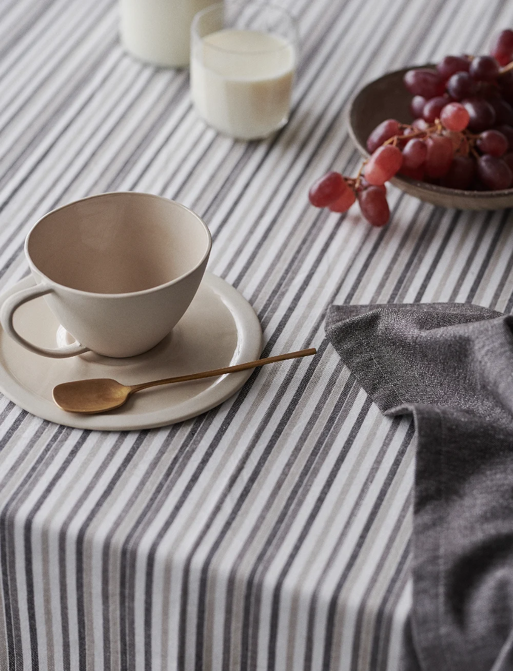 By Mogensen - Table-cloth Small Stripes - tablecloths & runners - grey, brown, black, white - 2